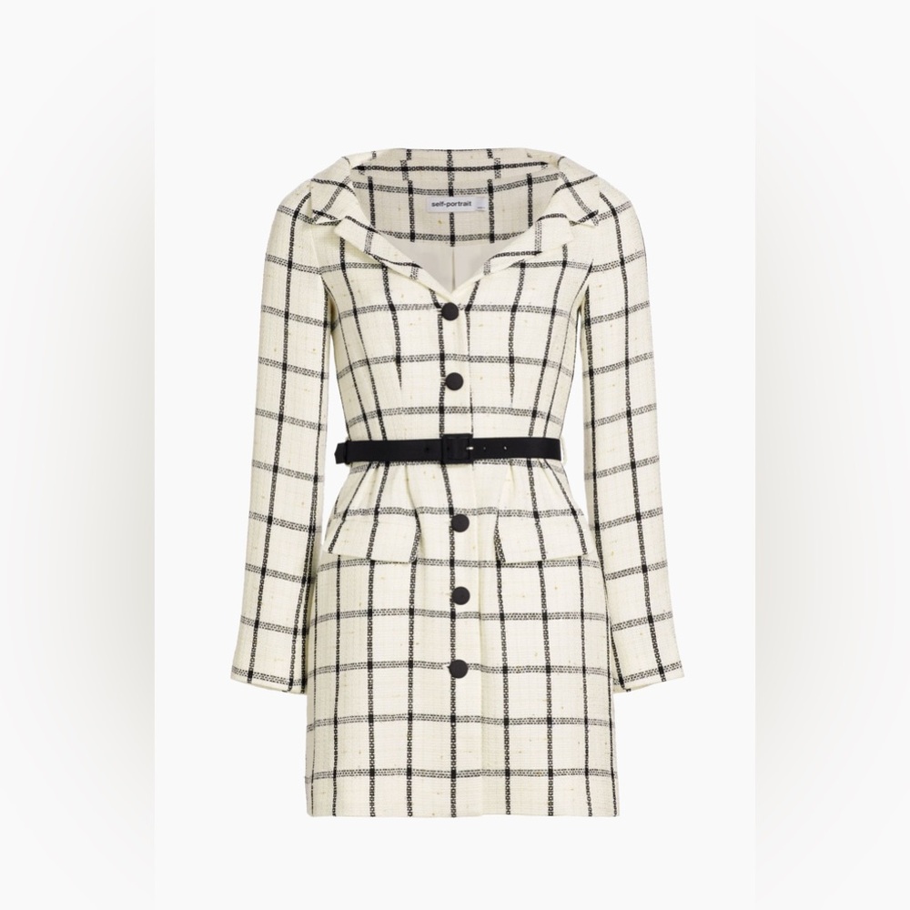 Self-Portrait Checkered Belted Dress
